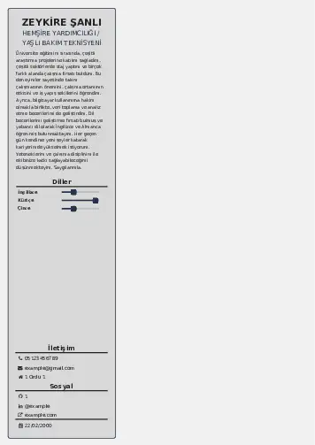 Hasta ve Yaşlı Bakım Elemanı Cv Örnekleri cv indir